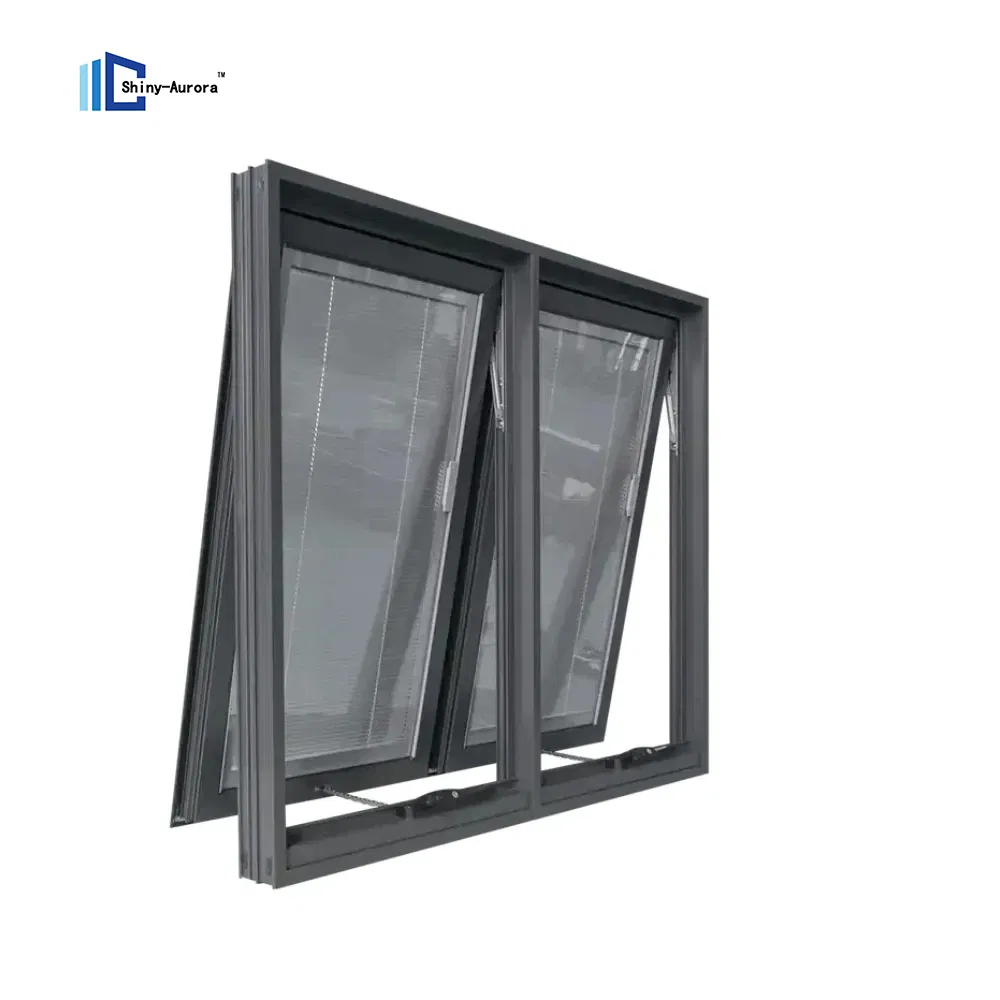 Jendela Awning Kaca Ganda Tergantung, Jendela Badai Aluminium Custom 2
