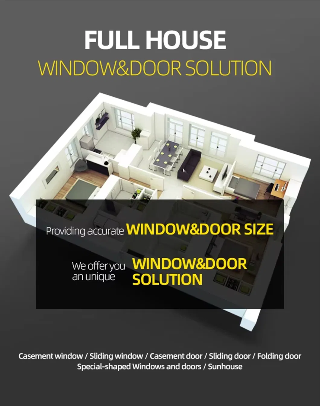Pintu Luncur Aluminium Berkualitas Tinggi Waterproof dengan Hardware High End 1