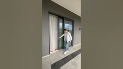 Pintu Geser Teras Eropa! Kaca Tempered Besar!