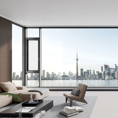Modern Hitam Aluminium Jendela Soundproof Anti Pencurian Aluminium Thermal Break Jendela