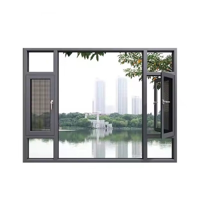 Black Aluminium Casement Jendela Isolasi Panas Soundproof Disesuaikan