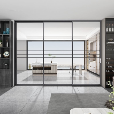 Pintu kaca geser aluminium hitam