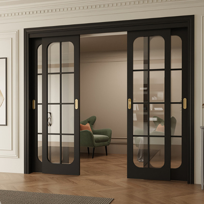 Pintu geser aluminium dua jalur, jendela geser termal modern