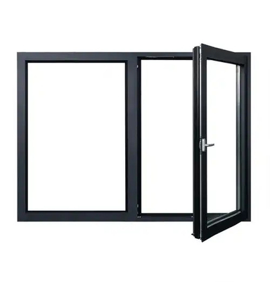 Isolasi termal Kaca tempered Casement Jendela Aluminium Casement Pintu kedap suara