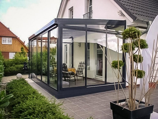 White Finish Aluminium Customization Sunroom Dengan Corner Code Connection