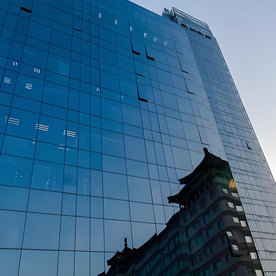Rektanguler Metal Curtain Wall Aluminium Frame Desain Berkelanjutan