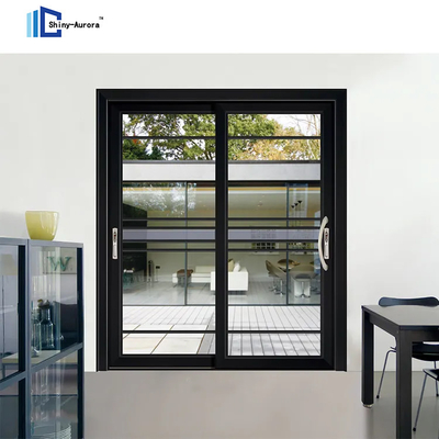 Aluminium paduan geser kaca balkon geser pintu hitam gaya Prancis aluminium geser pintu kaca