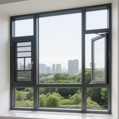 Powder Coated Finishes Unified Curtain Wall 100mm Frame Depth Unit Module Type untuk ketahanan terhadap beban seismik dan angin