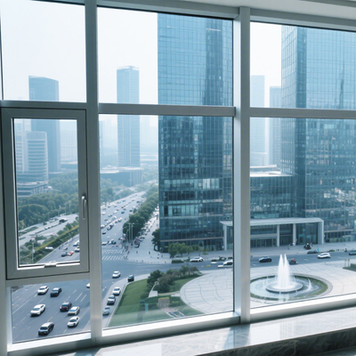 Double glazed Unitized Curtain Wall 100mm Frame Depth 6mm Panel Ketebalan untuk Envelope Bangunan Berkelanjutan